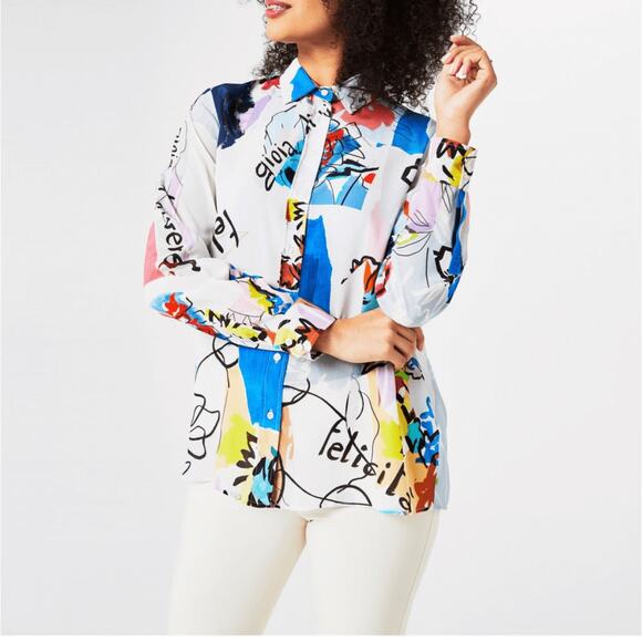 Marella Paul Graphic-print Shirt in Silk 10 - Picture 3 of 9